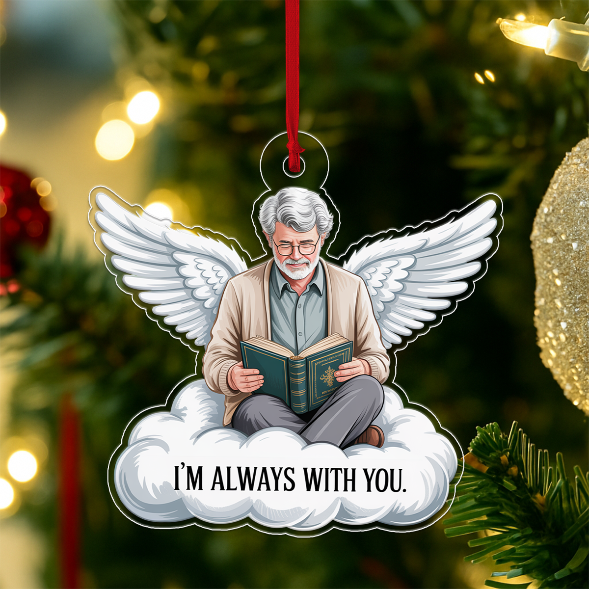 Custom Photo Angel On The Cloud Acrylic Ornament Christmas Gift