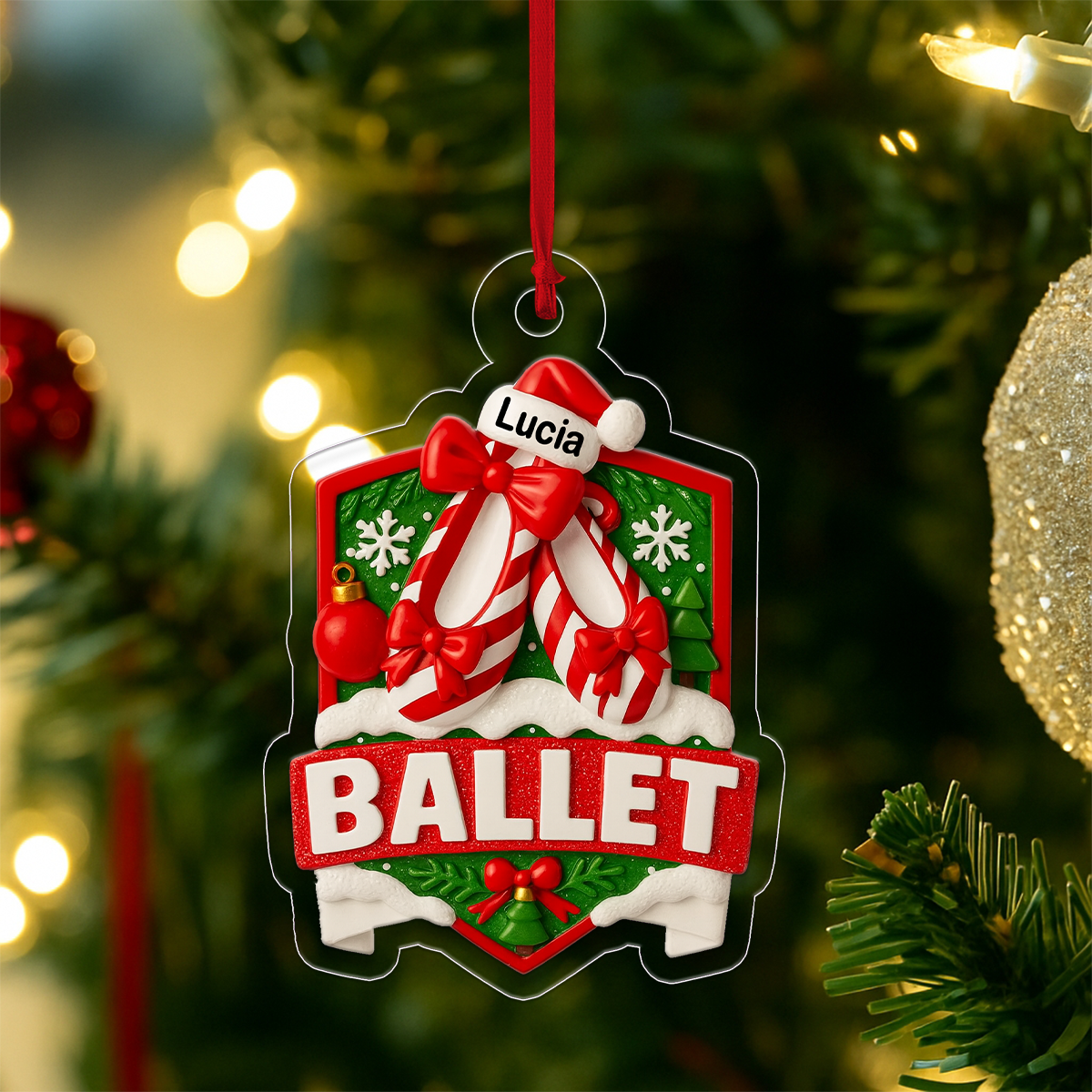 Custom Name Ballet Shoes Acrylic Ornament Christmas Gift