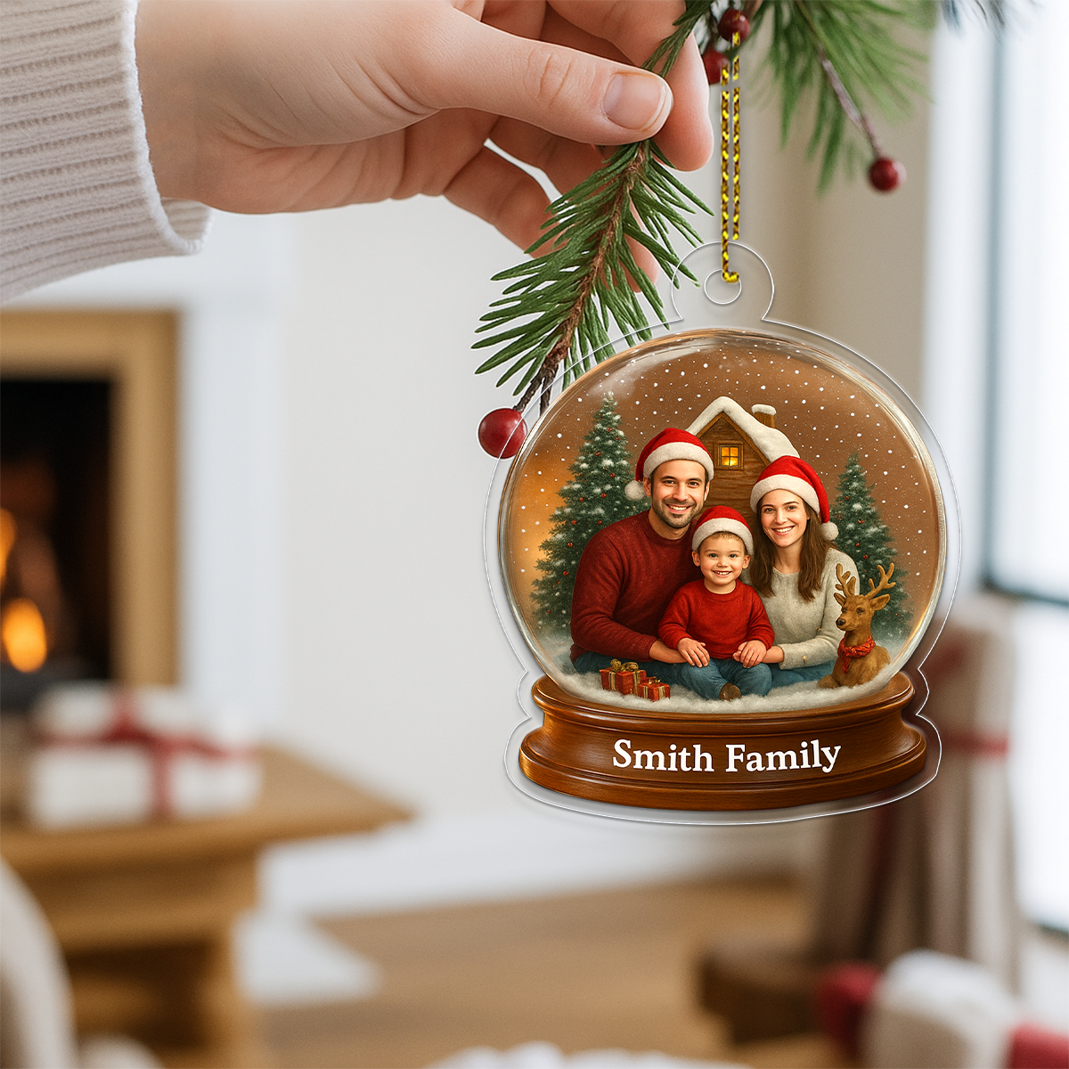 Custom Photo Family Christmas Snow Globe Ornament, Personalized Picture Ornament, Holiday Keepsake Gift, Unique Family Decoration