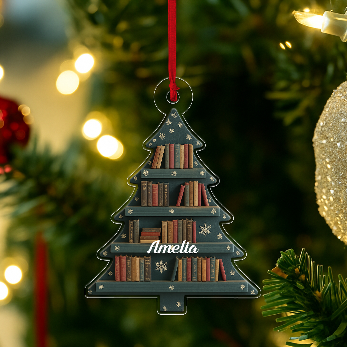 Custom Name Book Xmas For Reader Acrylic Ornament Christmas Gift