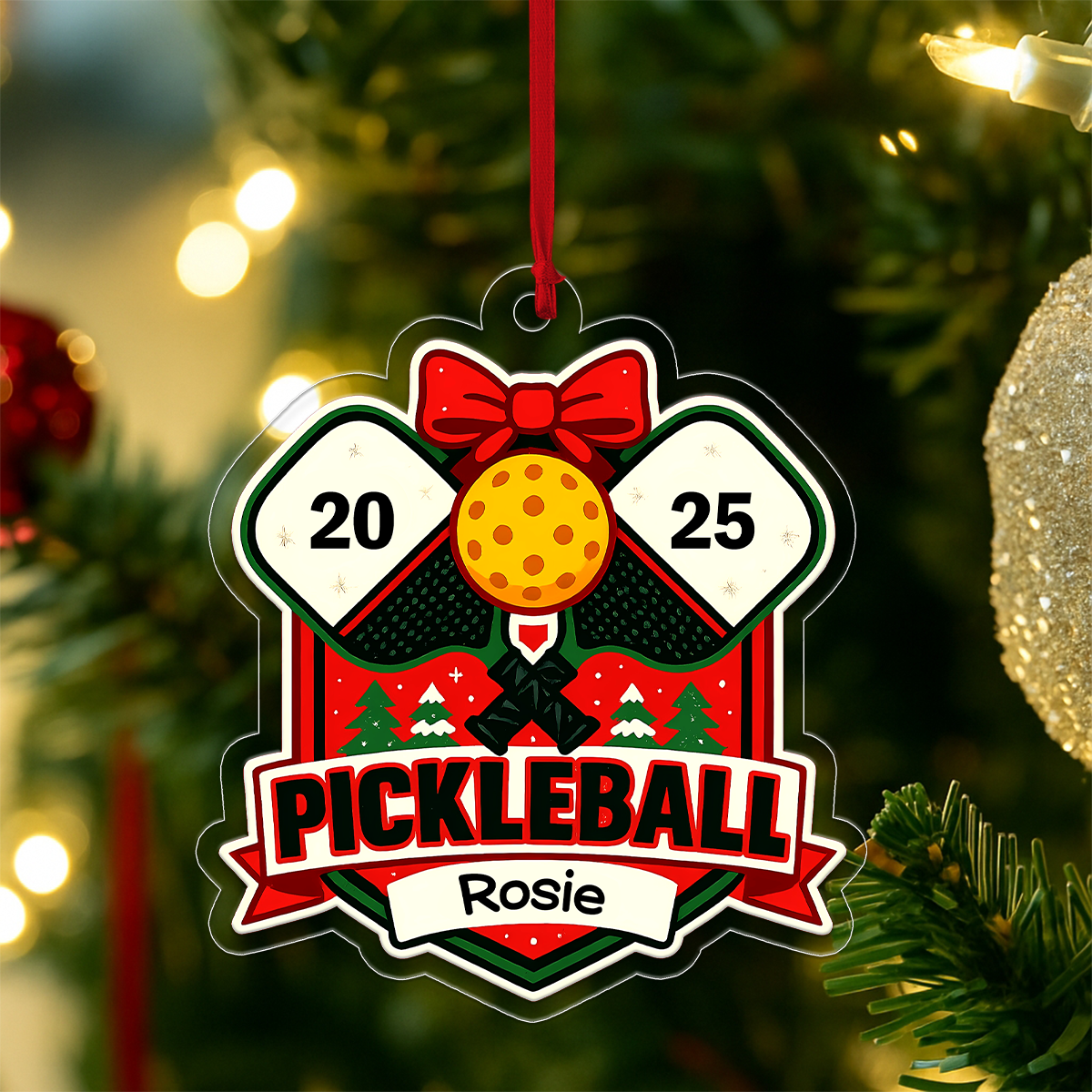 Custom Name Pickleball Player Xmas Acrylic Ornament Christmas Gift