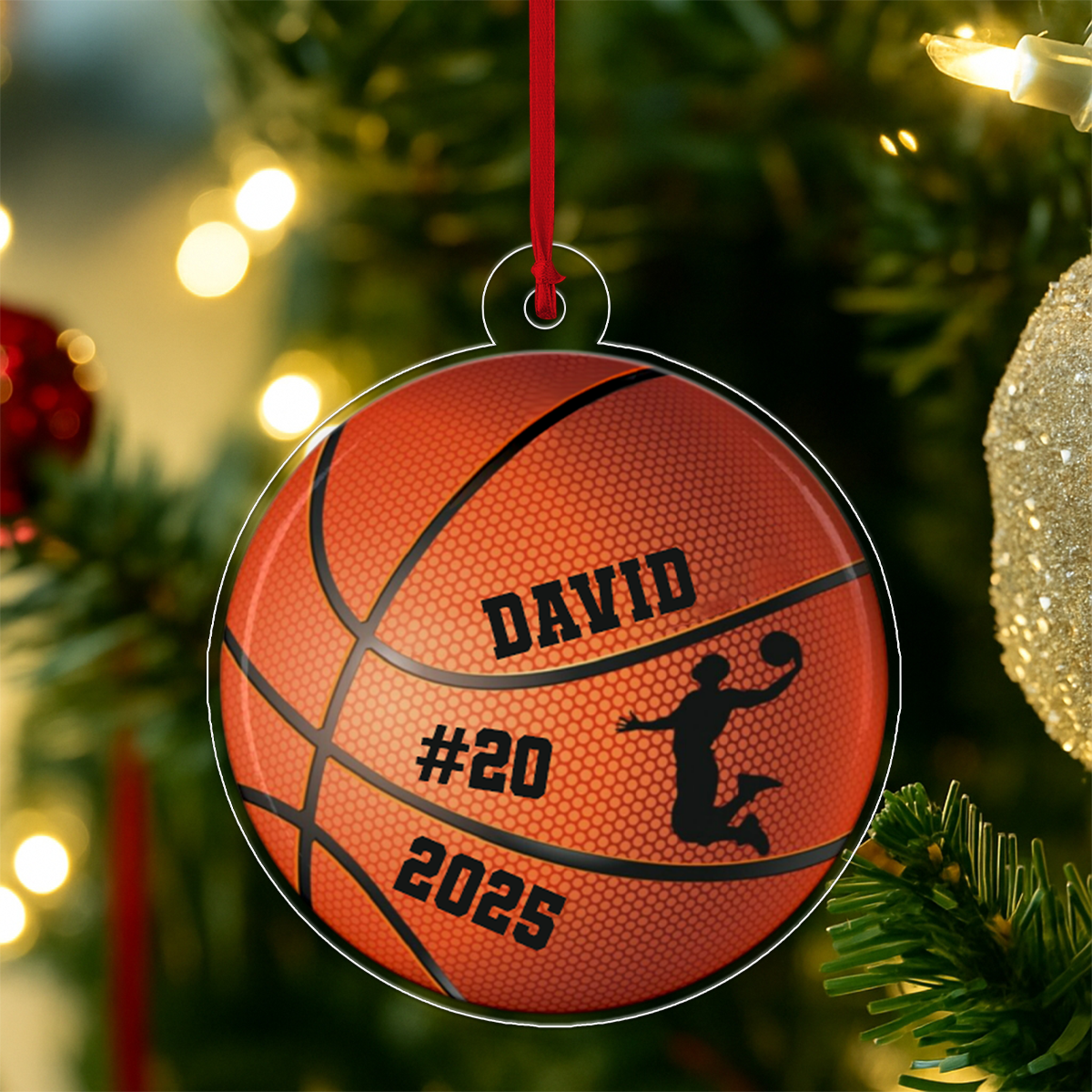 Custom Name And Number Basketball Player Team Acrylic Ornament Christmas Gift