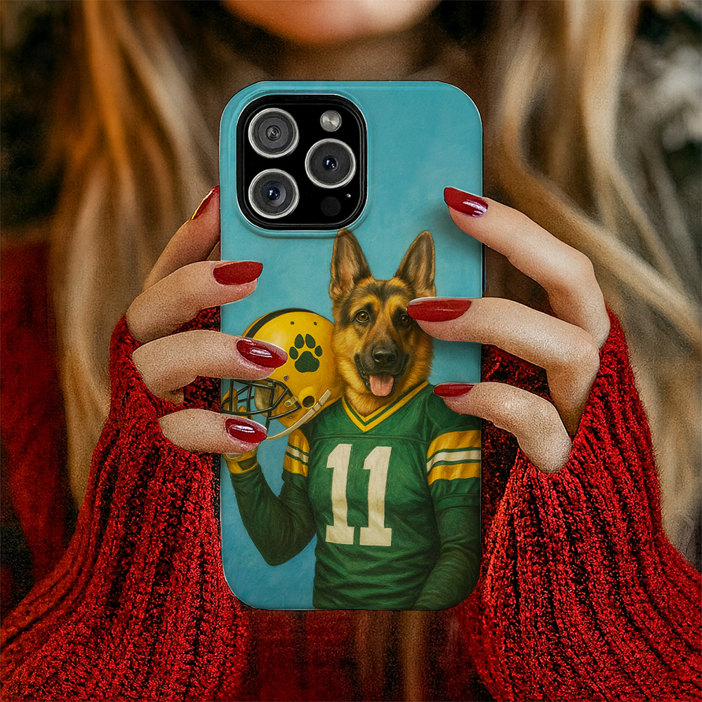 Custom Dog Photo Football Player Phone Case