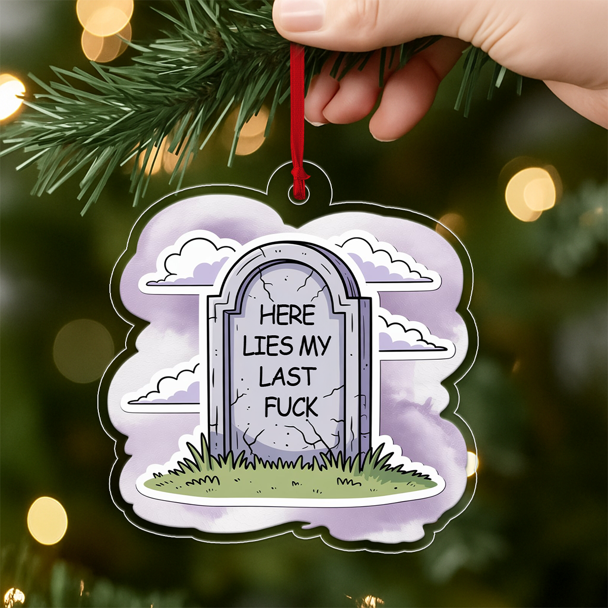 Funny Here Lies My Last Tombstone Christmas Ornament, Grave Ornament, Dark Humor Christmas Ornament, Sarcastic Gag Gift, Holiday Decoration