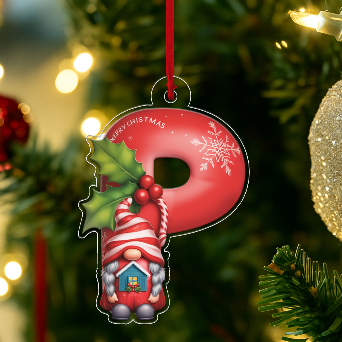 Ornament Christmas Initial Letter P Acrylic Ornament Christmas Gift