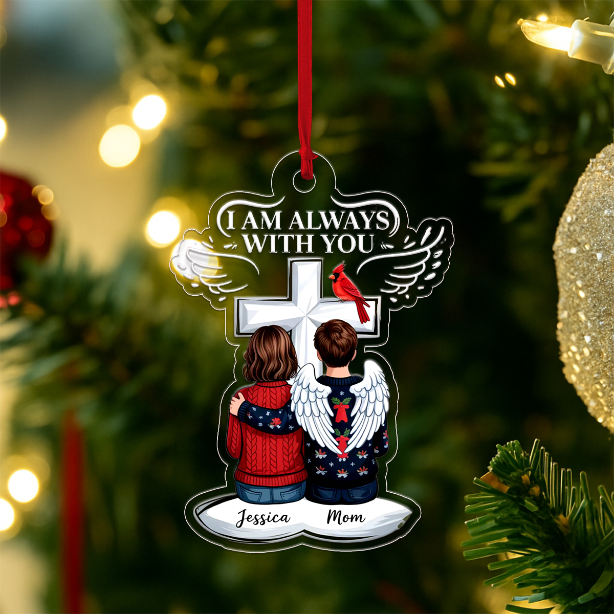 Always With You Family Memorial Keepsake Personalized Acrylic Ornament Christmas Gift