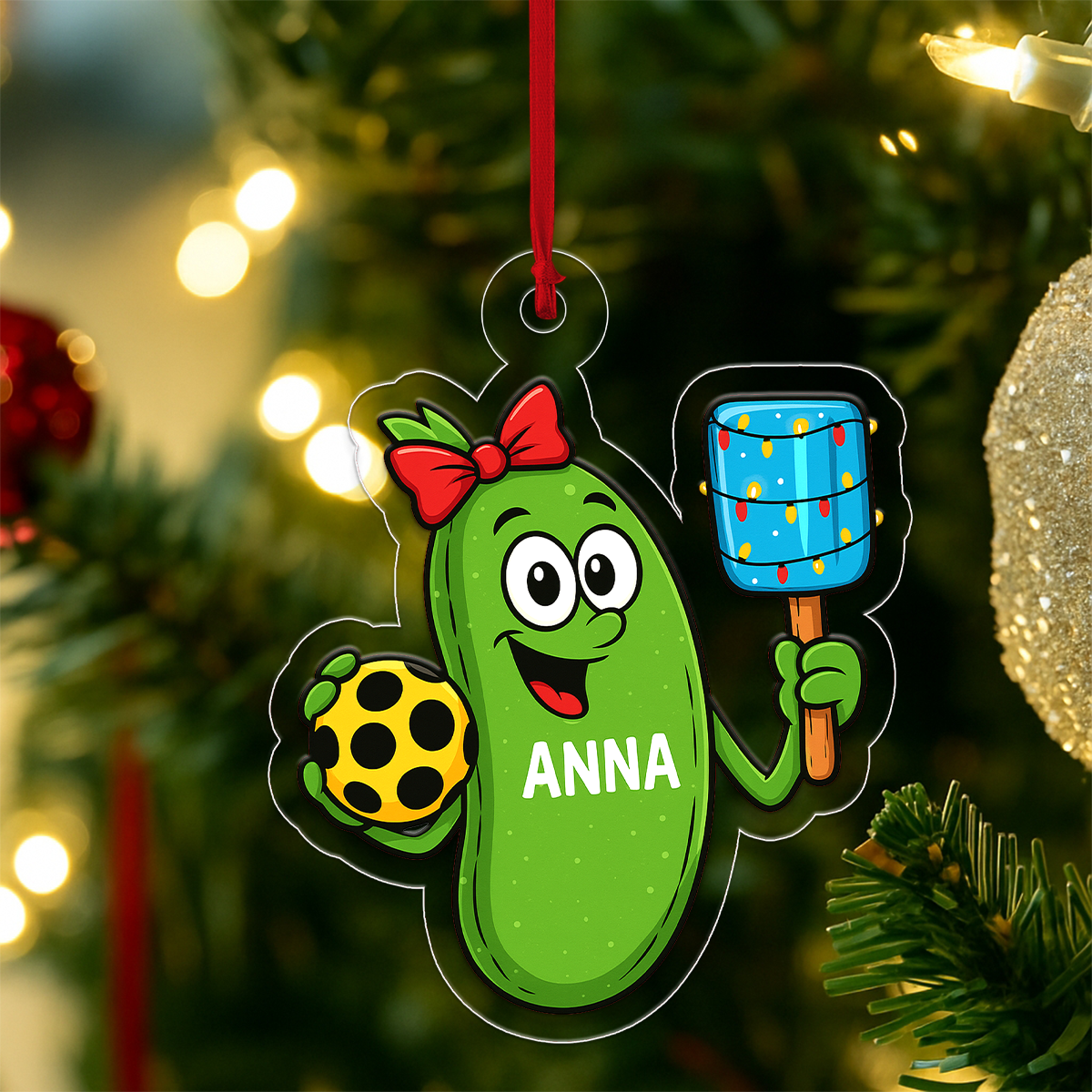 Custom Name Pickleball Girl Acrylic Ornament Christmas Gift