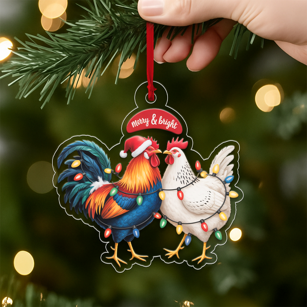 Customized Chicken Christmas Ornament for Farmer