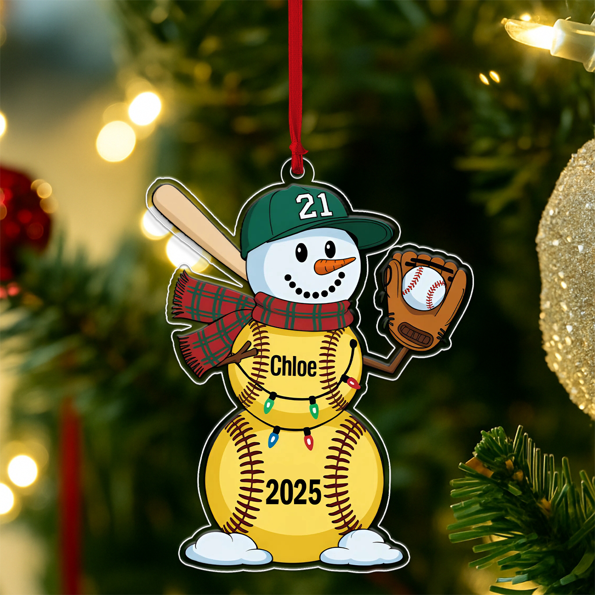 Personalized Softball Ornament Custom Softball Acrylic Ornament Christmas Gift