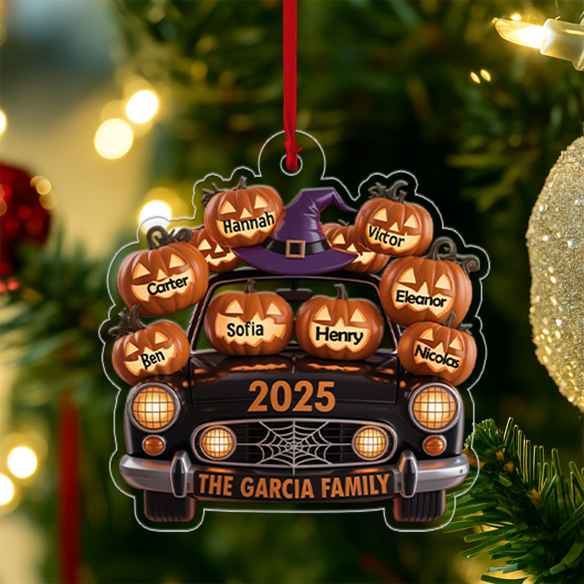A Spooky Ride With Your Family Names, Pumpkins And Ghosts