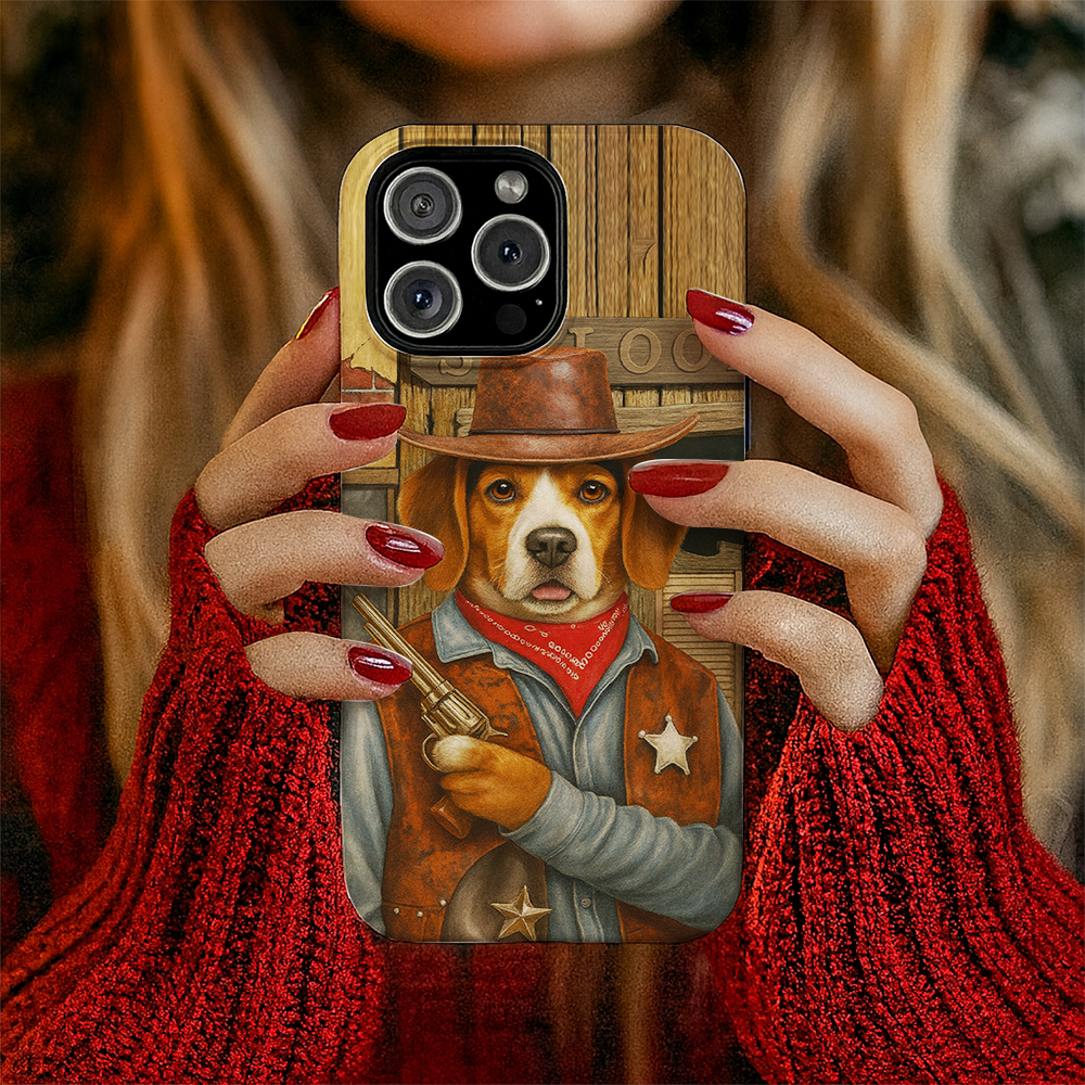 Custom Photo Dog Cowboy Phone Case