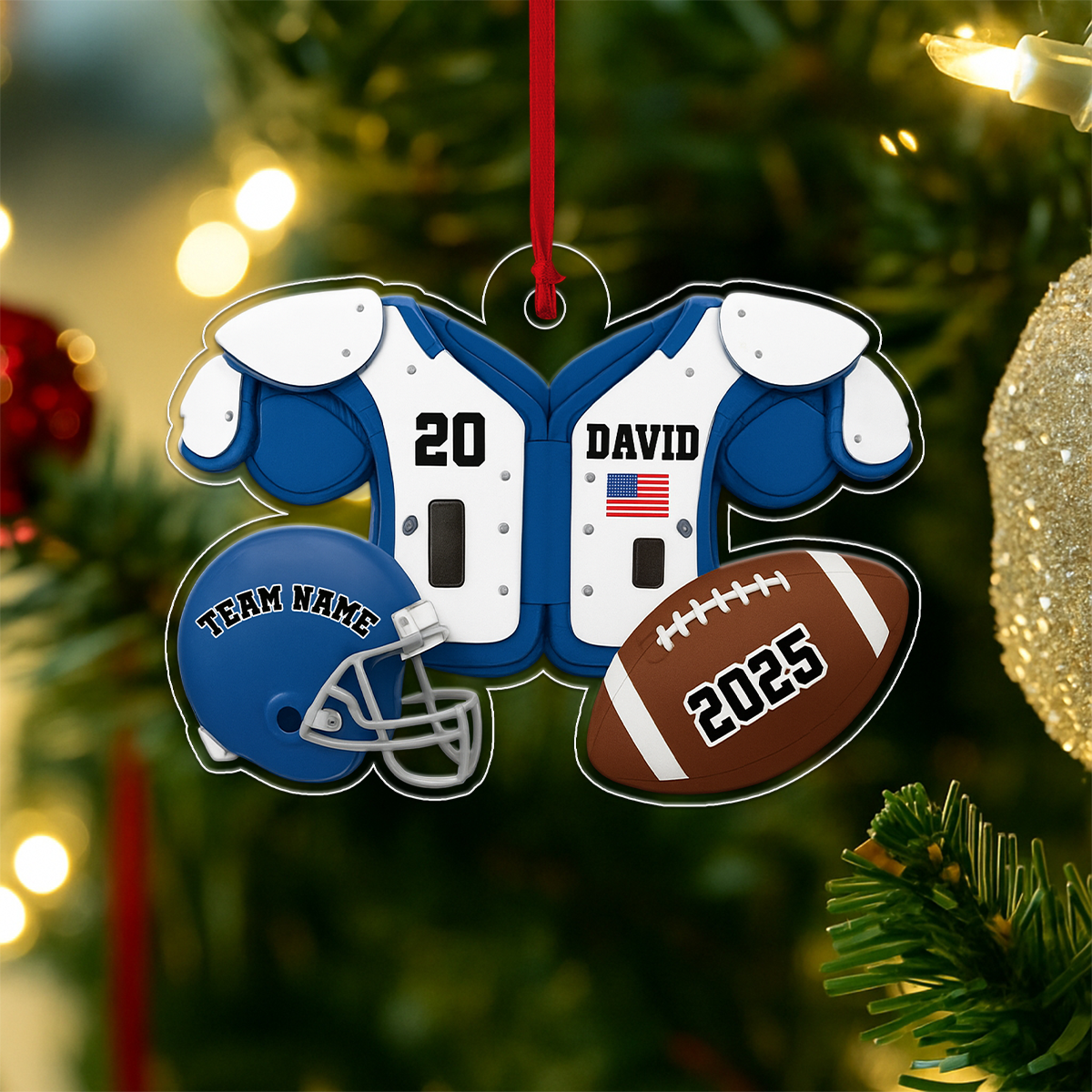 Custom Name Football Uniform 2025 Acrylic Ornament Christmas Gift