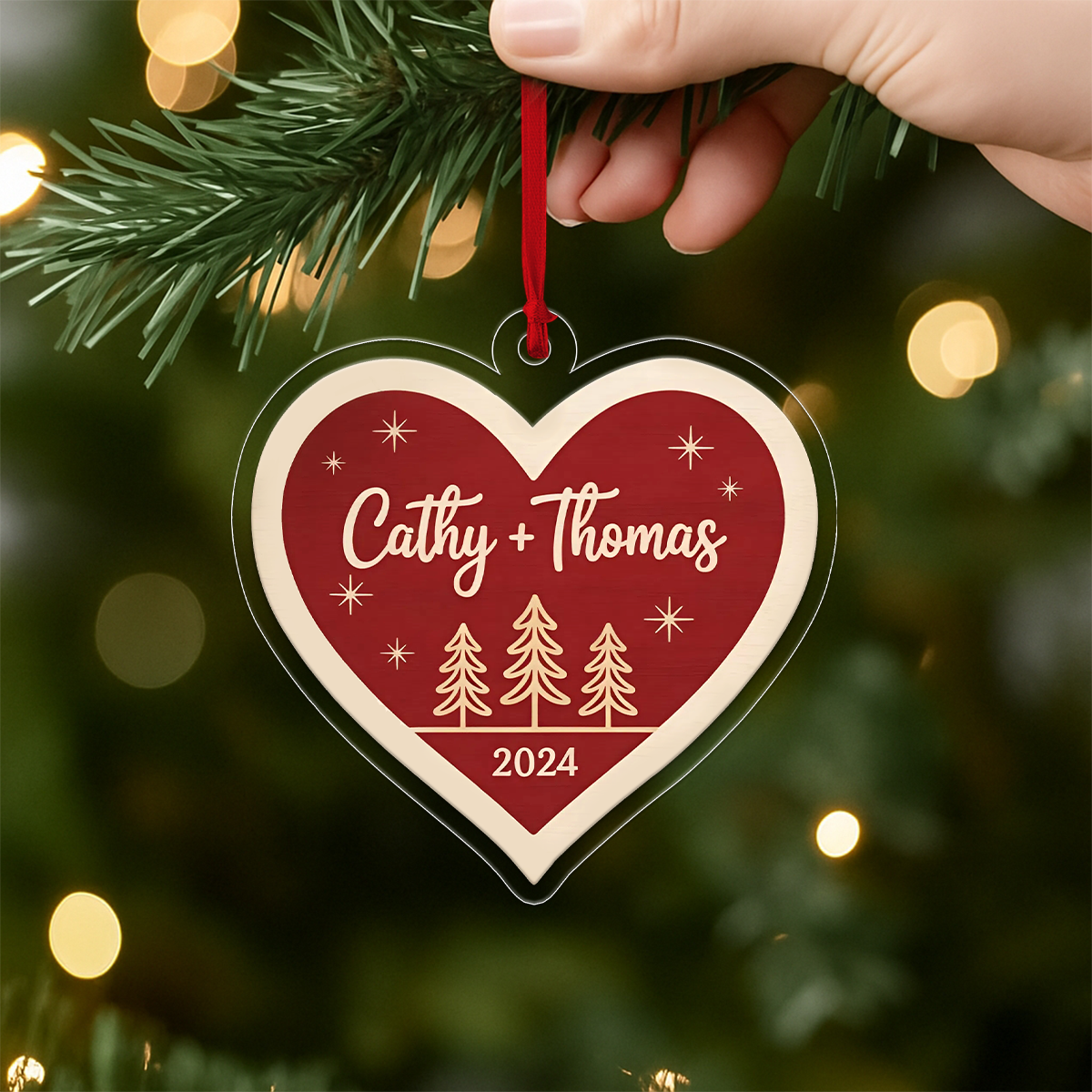 Personalized Our First Christmas Acrylic Ornament, Couple Ornament for Newlyweds, Engagement Gift, Wedding Anniversary Holiday Keepsake