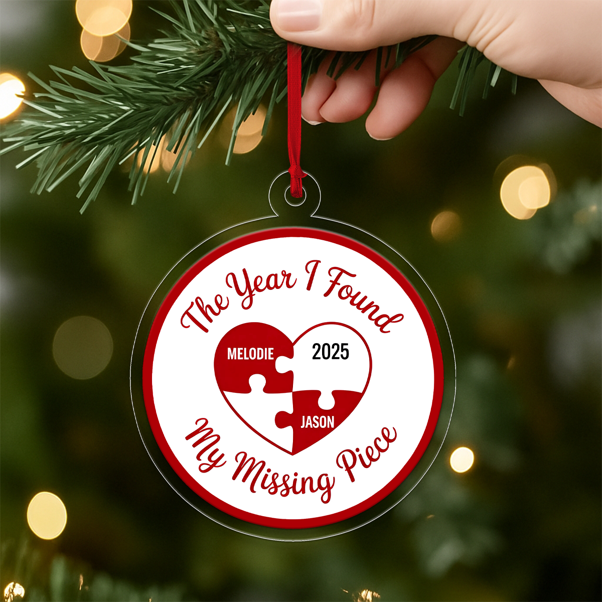 Personalized The Year I Found My Missing Piece Ornament, Custom Couple Christmas Ornament, Engagement Gift, Wedding Anniversary Keepsake