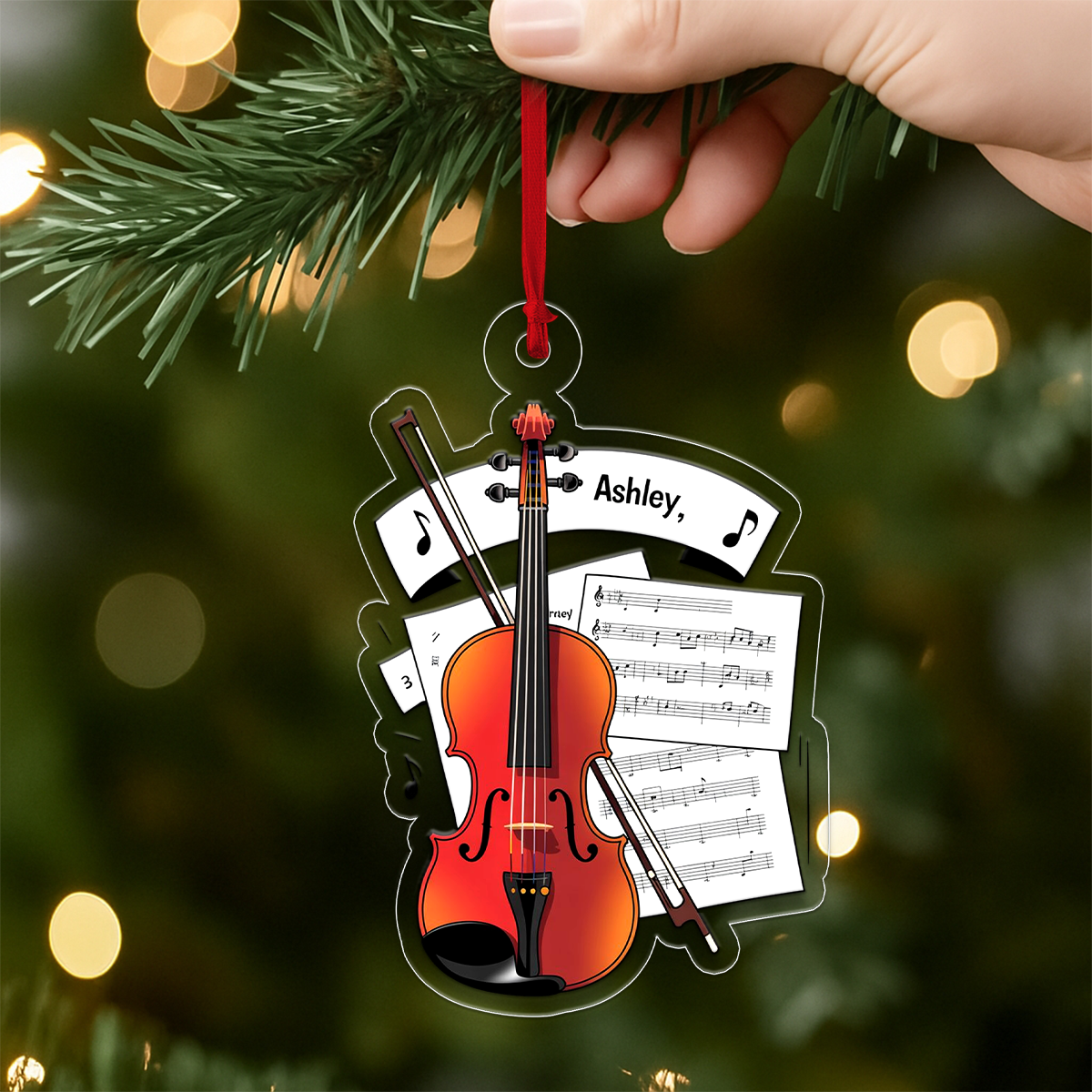 Personalized Music Violin Ornament, Custom Christmas Ornament, Music Teacher Gift, Violin Player Ornament, Orchestra Holiday Keepsake