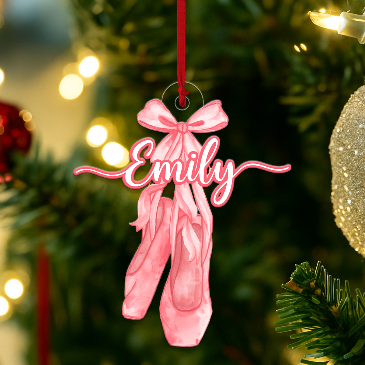 Custom Name Ballet Shoes Christmas Acrylic Ornament Christmas Gift