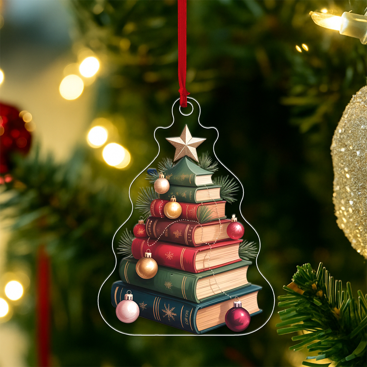 Custom Name Christmas Book Tree Ornament Acrylic Ornament Christmas Gift