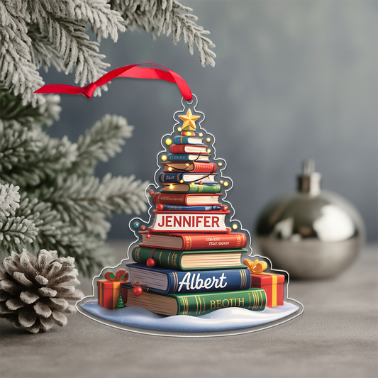 Custom Name Book Christmas Tree Acrylic Ornament Christmas Gift