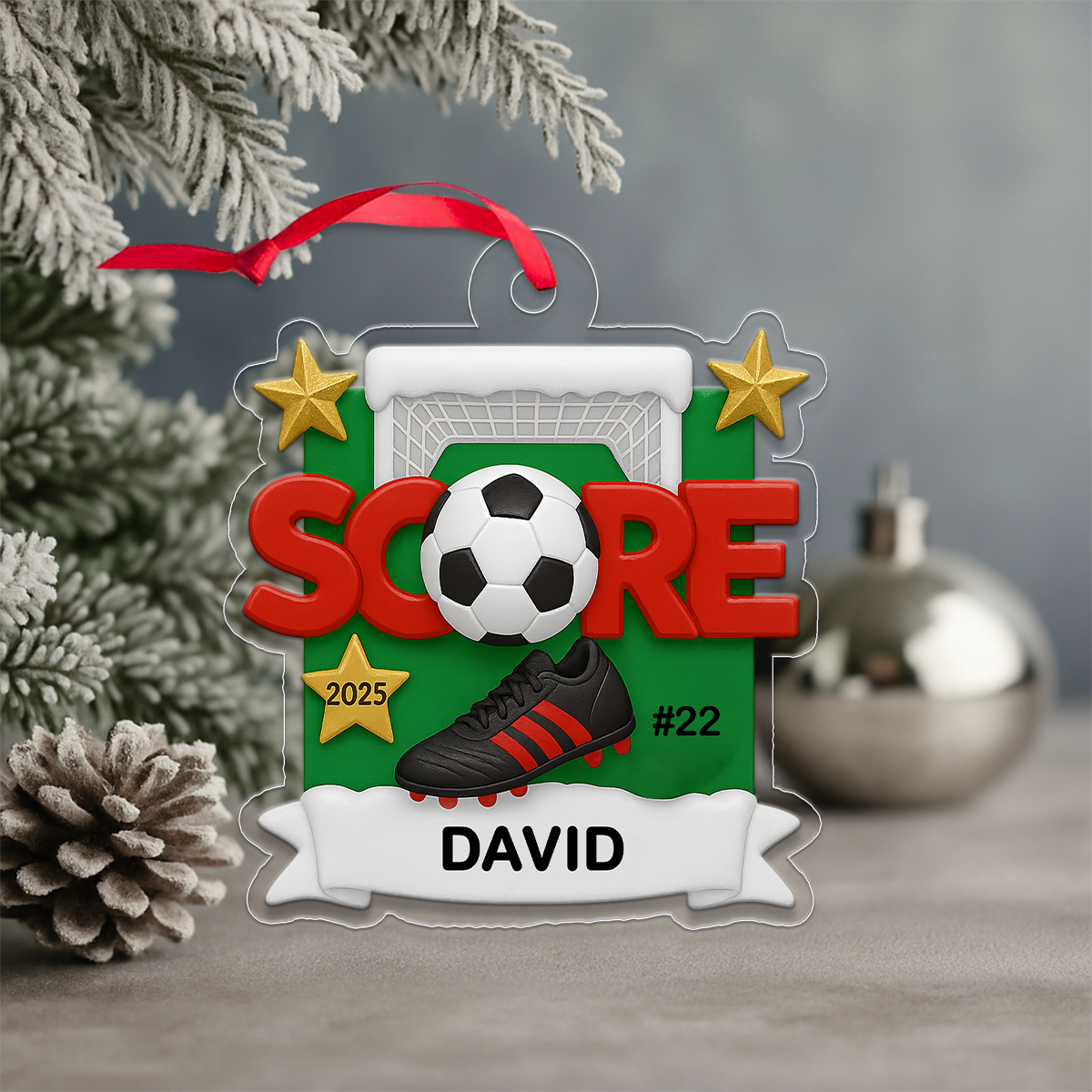 Custom Name Soccer Player 2025 Acrylic Ornament Christmas Gift
