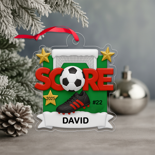 Custom Name Soccer Player 2025 Acrylic Ornament Christmas Gift