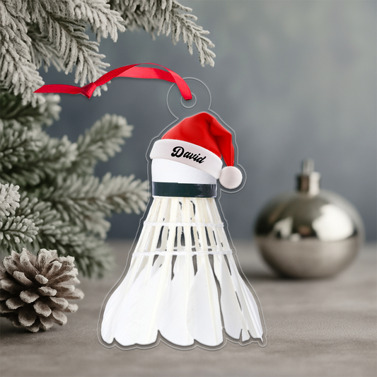 Custom Name Santa Badminton Acrylic Ornament Christmas Gift