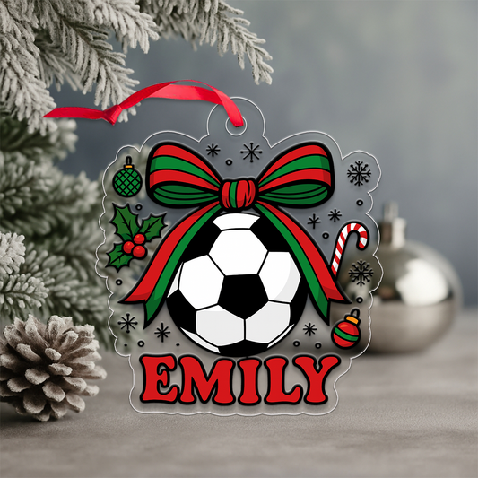 Custom Name Soccer Girl Acrylic Ornament Christmas Gift