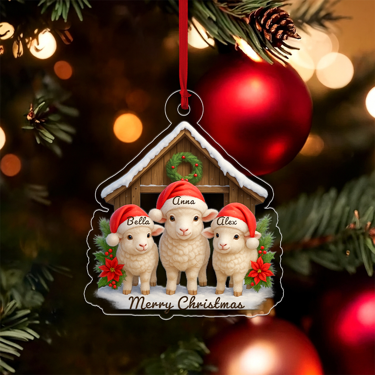 Custom Name Farmer Sheep Xmas