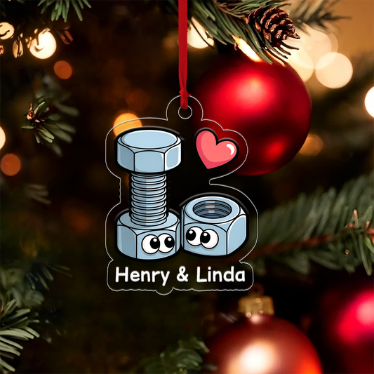 Personalized Screws Couple Ornament, Funny Ornament, Custom Naughty Christmas Ornament, Gag Gift for Boyfriend Girlfriend, Holiday Decor
