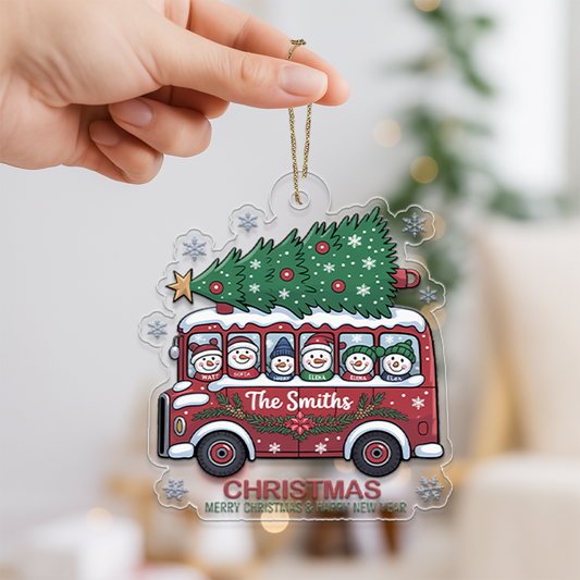 Christmas Tree And Snowmen - Personalized Ornament