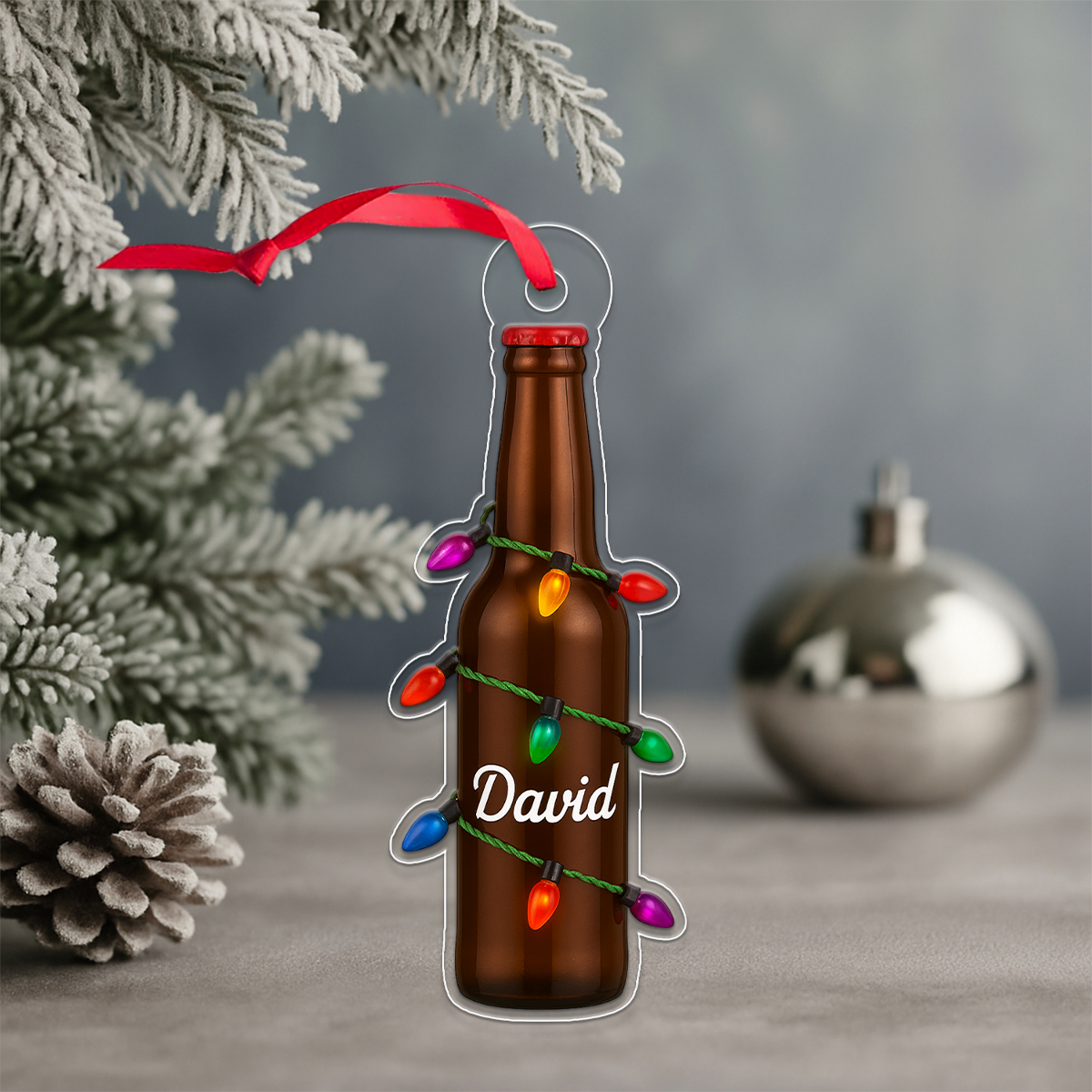Custom Name Beer Christmas Acrylic Ornament Christmas Gift