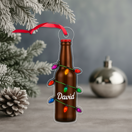 Custom Name Beer Christmas Acrylic Ornament Christmas Gift