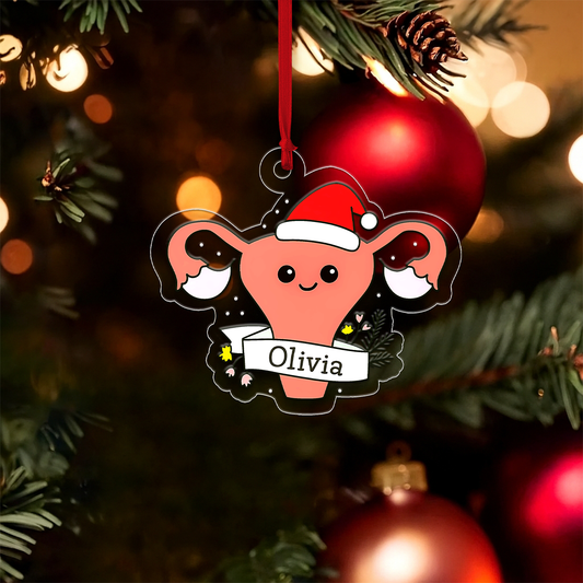 Personalized Christmas Uterus Ornament – Funny Custom Medical Gift for Gynecologist, OB GYN, Nurse, Doctor, Women’s Health Holiday Decor