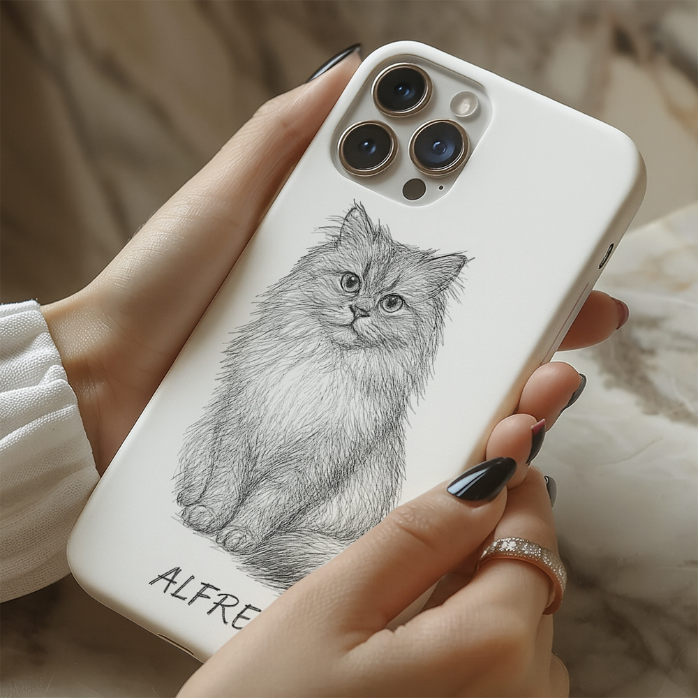 Custom Photo Cat Pencil Art