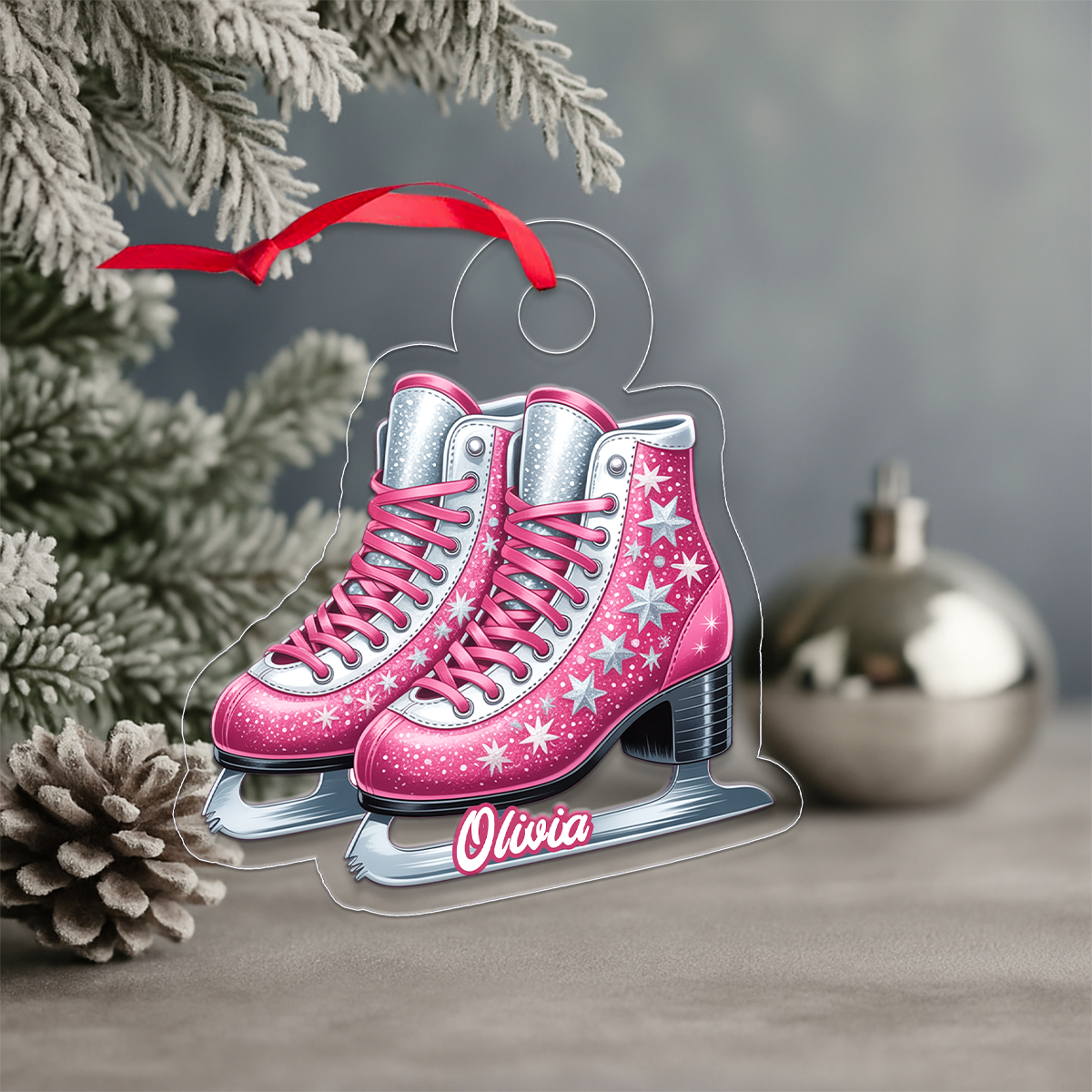 Custom Name Pink Ice Skating For Girl
