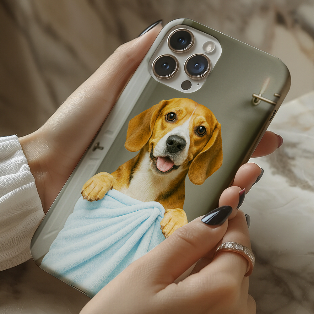 Custom Dog Photo In Bathroom Phone Case Dog Lover Gifts