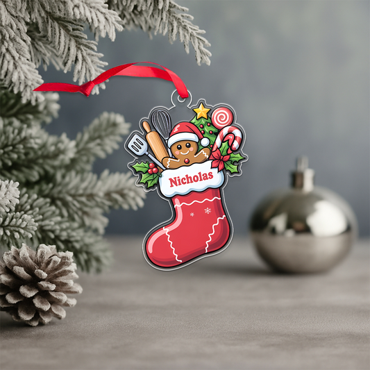 Cooking Hub Christmas Stocking With Utensils Acrylic Ornament Christmas Gift