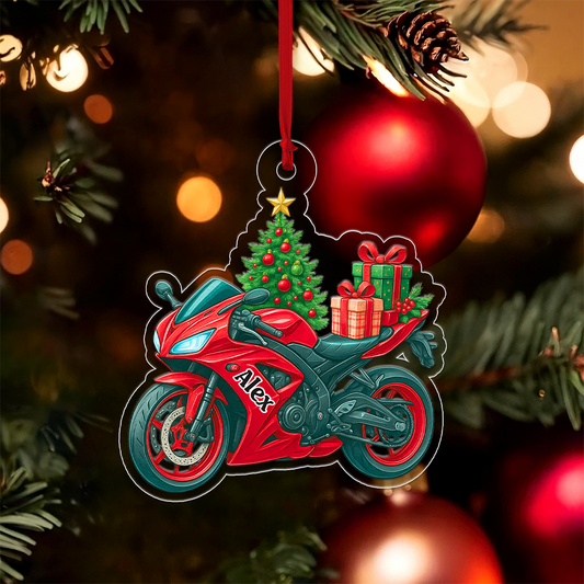Custom Name Motorbike Xmas Tree