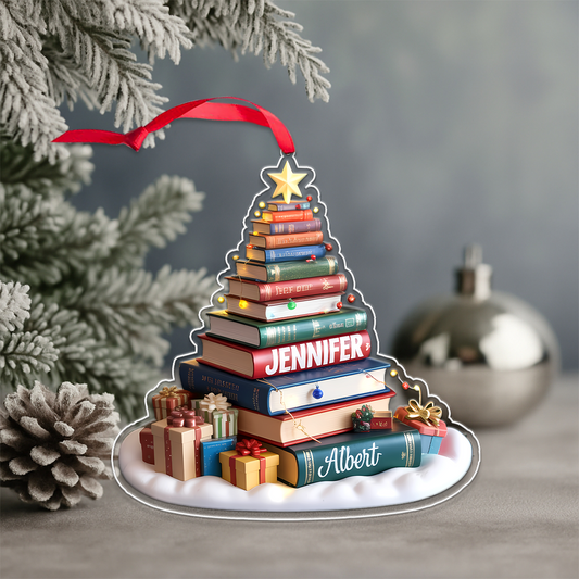 Personalized Christmas Book Tree Acrylic Ornament Christmas Gift