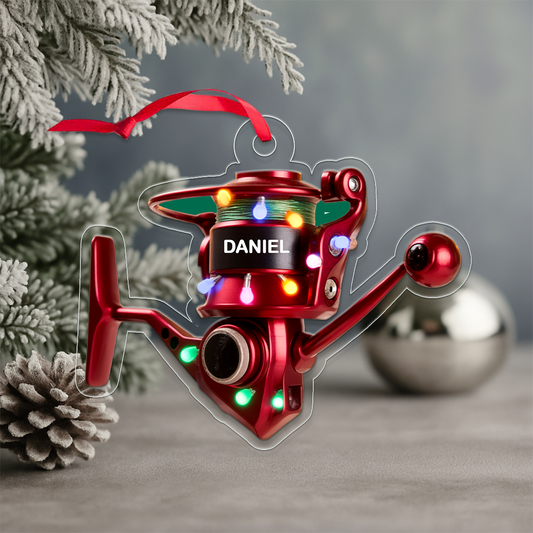Custom Name Fishing Gear Acrylic Ornament Christmas Gift
