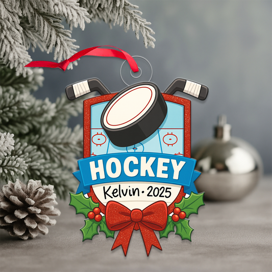 Custom Name Hockey Player Coach Acrylic Ornament Christmas Gift