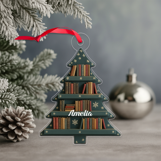 Custom Name Book Xmas For Reader Acrylic Ornament Christmas Gift