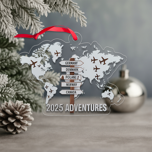 Personalized Travel Adventure Ornament Acrylic Ornament Christmas Gift