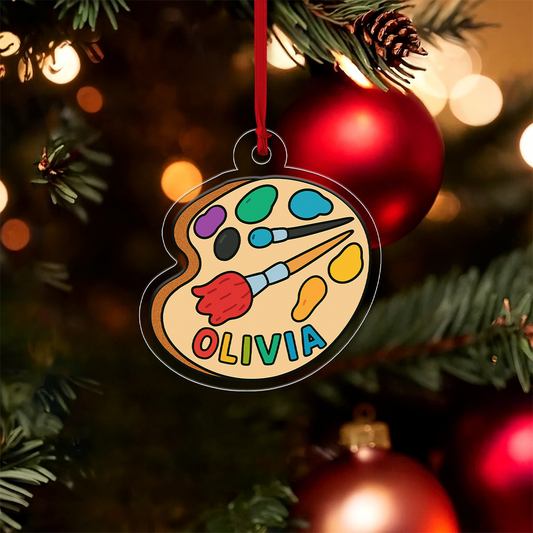 Personalized Paint Palette Ornament, Custom Artist Christmas Ornament, Painter Gift, Art Teacher Ornament, Holiday Decoration Keepsake