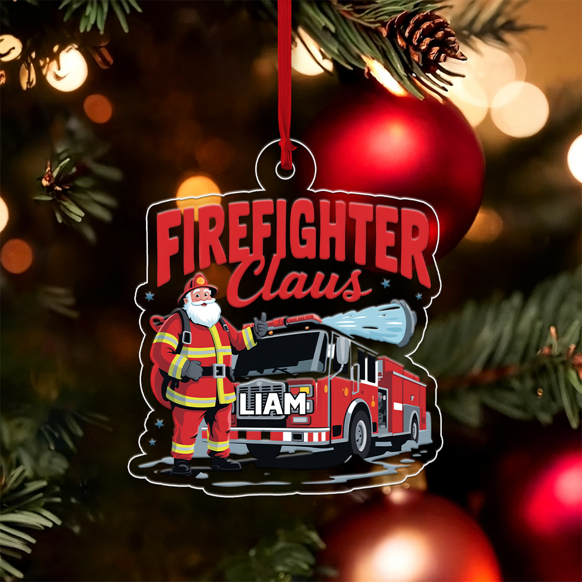 Custom Name Firefighter Claus