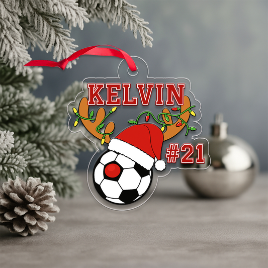 Custom Name And Number Soccer Acrylic Ornament Christmas Gift