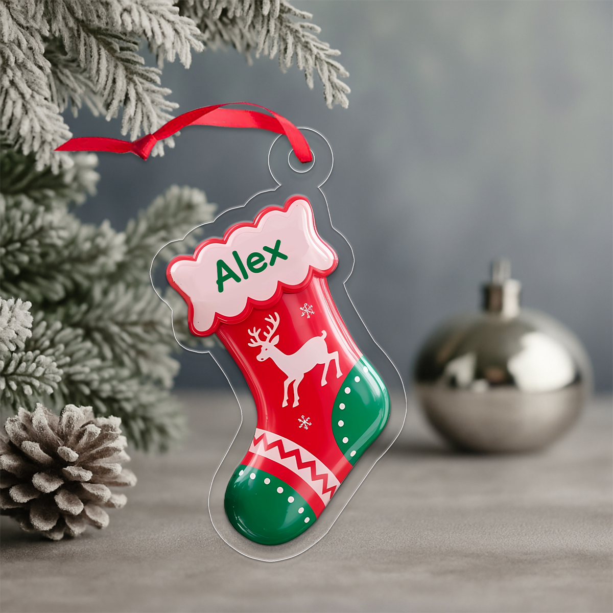 Custom Name Christmas Sock Acrylic Ornament Christmas Gift