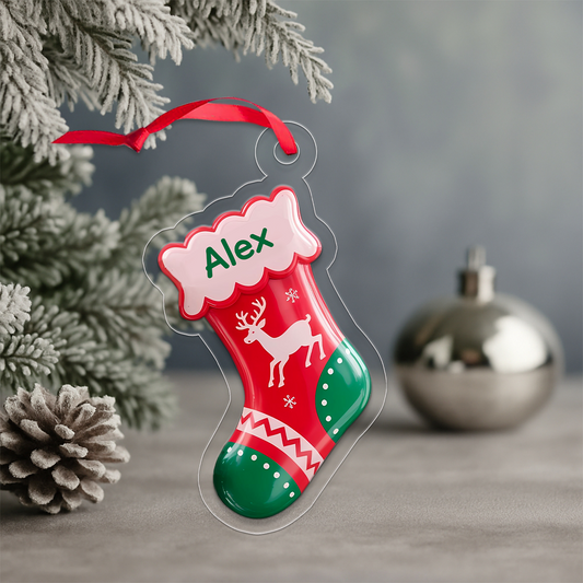Custom Name Christmas Sock Acrylic Ornament Christmas Gift
