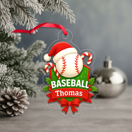 Custom Name Baseball Xmas Acrylic Ornament Christmas Gift