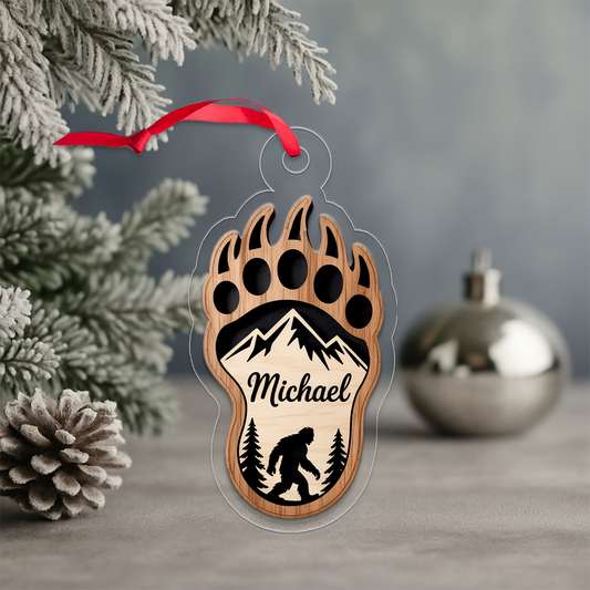 Personalized Bigfoot Ornament, Custom Sasquatch Christmas Ornament, Cryptid Lover Gift, Outdoor Adventure Ornament, Unique Holiday Keepsake