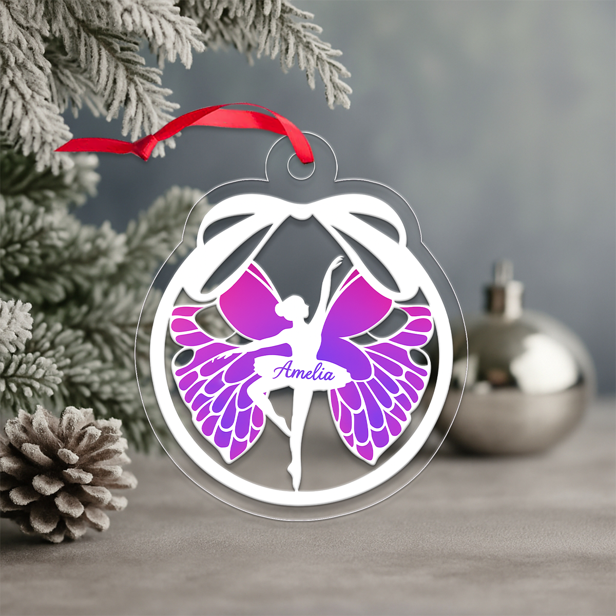 Custom Name Ballet Girl Xmas Acrylic Ornament Christmas Gift